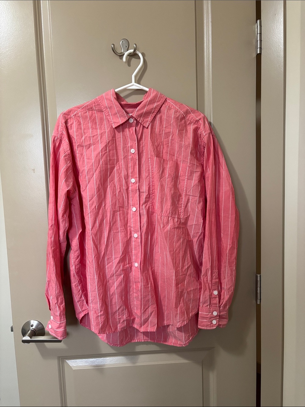 American Eagle Outfitters oversized Pink Striped Button-Down Shirt